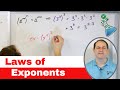13 - Exponent Rules of Algebra (Laws of Exponents, How to Multiply &amp; Add Exponents)