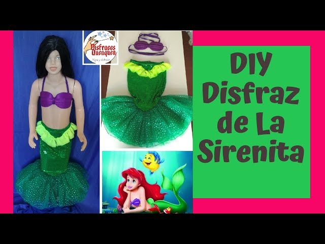 DIY. DISFRAZ LA SIRENITA (Princesa ARIEL 👸) para niñas paso a paso.Little  Mermaid costume for girls 