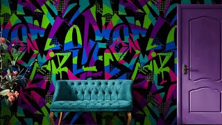 Epic Bedroom Transformation Installing a Multicolored Graffiti Wallpaper Mural