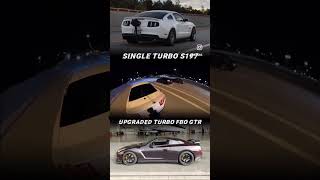 Single Turbo S197 Hunts Down Upgraded Turbo GTR 😳🔥#S197 #MustangGT #GTR #StreetRace #TurboMustang