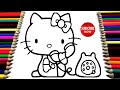 Hello Kitty Menggambar dan Mewarnai untuk Anak anak - Glitter hello kitty Coloring - Ken Channel