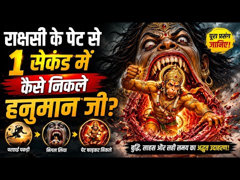 हनुमान जी राक्षसी के पेट से कैसे निकले? 😱#HanumanJi #Hanuman #JaiShriRam