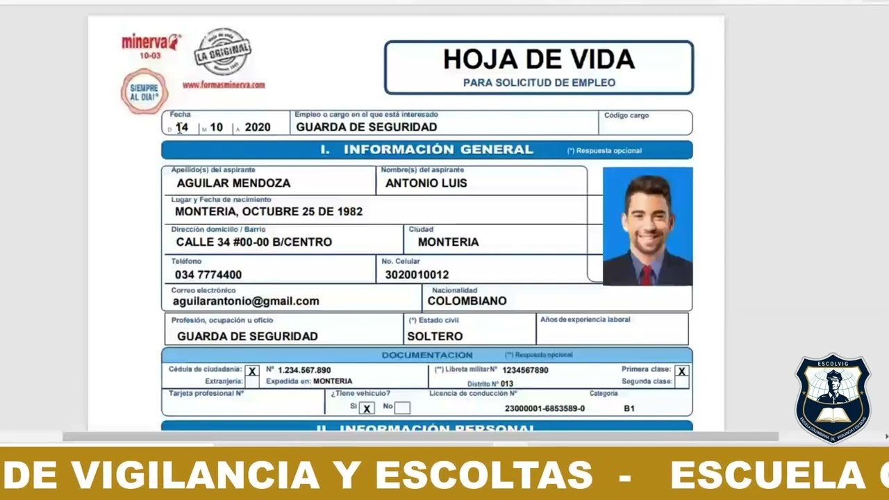Descargar formato hoja de vida minerva 1003 en word gratis para