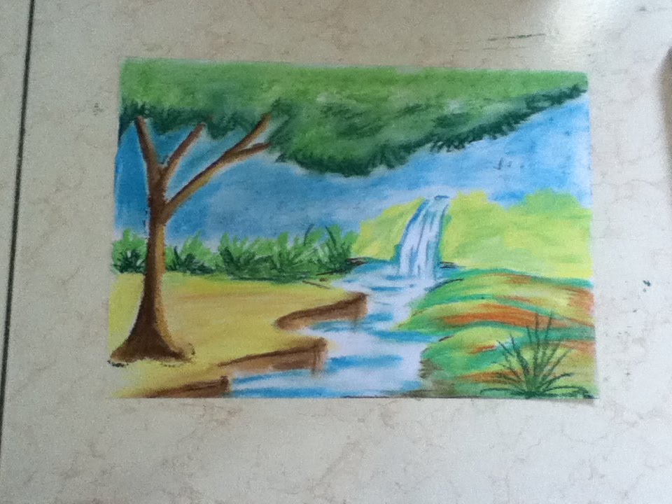 scenery drawing for kids using chalk pastel 