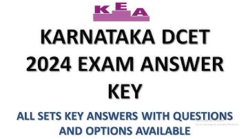 DCET 2024 KEY ANSWERS|KARNATAKA DCET ANSWER KEY 2024|All Version KEY ANSWERS With Options Available