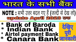 भारत के सभी बैंक // सभी बैंकों के राष्ट्रीयकरण // सभी बैंकों के सीओ // सभी बैंकों का स्थापना // gk