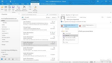 Outlook - Open, preview, or save email attachments