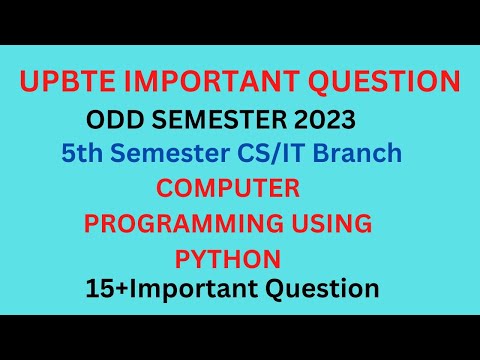Python | Computer Programming Using Python | Top 15+ Most Important Questions | BTeup 5th sem CS  IT