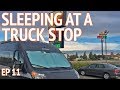 Sleeping at Flying J Truck Stop & Driveway Surfing | Camper Van Life S1:E11