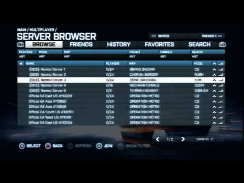 BF3 Multiplayer server browser (HD)
