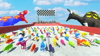 Speed Race DINOSAURS VS ANIMAL FUNNY SUPERHEROES CHAMPIONS #3 - Animal Revolt Battle Simulator
