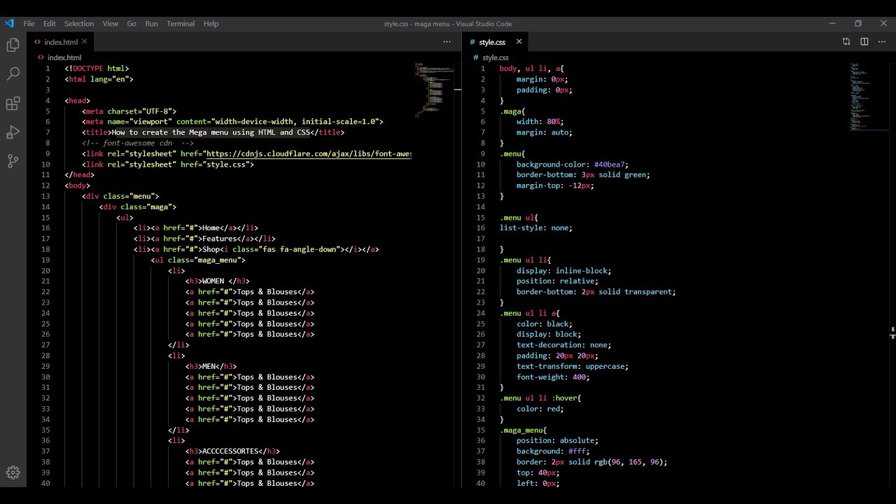 How to create the Mega menu using HTML and CSS - YouTube