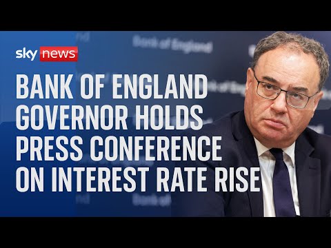 Bank of England Governor Andrew Bailey holds press conference after interest rate hike 