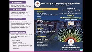 ATAL FDP - ECE, AIET - Session-1 : "Introduction to MEMS"  by Dr. D.V. MANJUNATHA