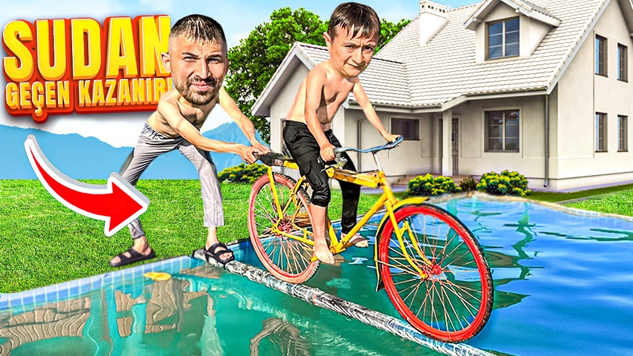 BİSİKLETLE HAVUZDAN GEÇEN KAZANIR