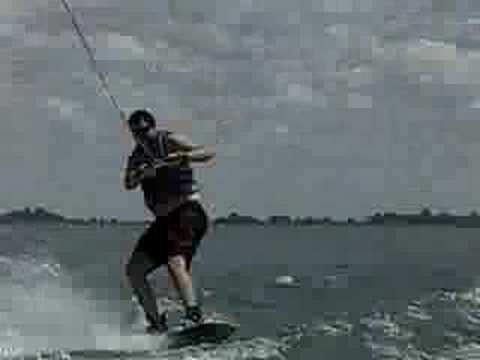 Nathan Myers learns to wakeboard