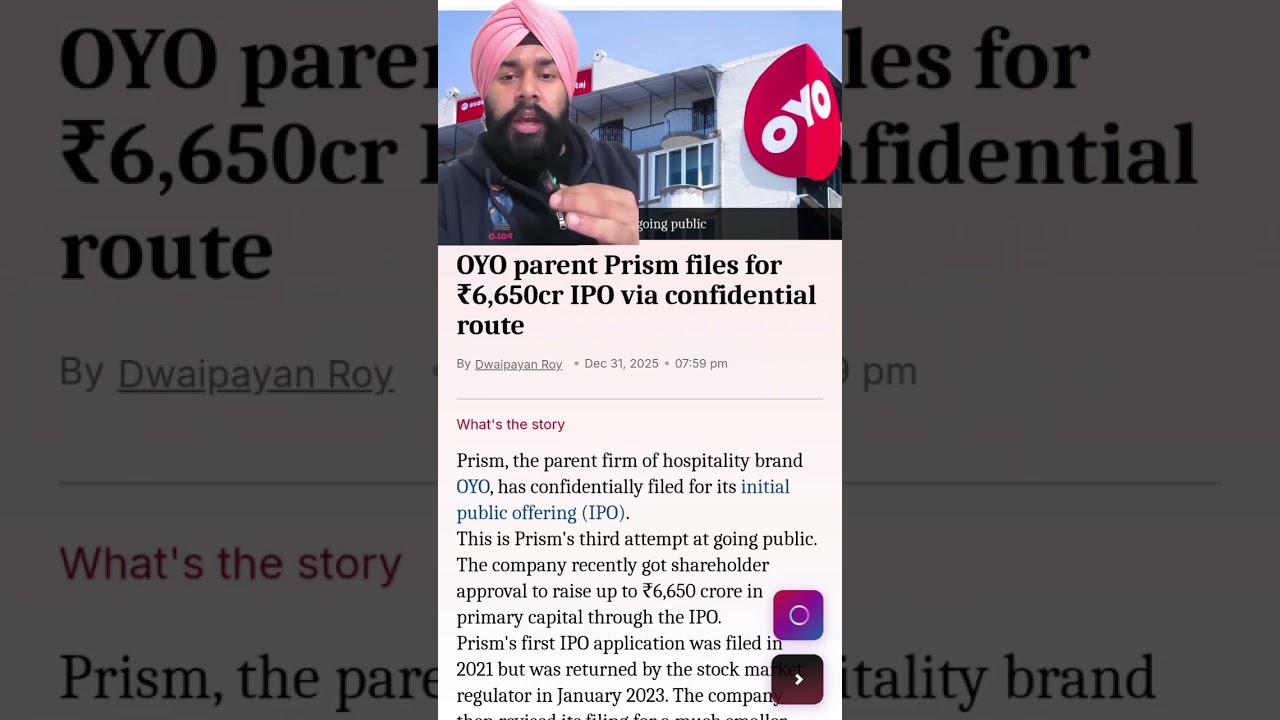 OYO (Prism) Files for ₹6650 cr IPO 