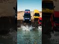 Police Van vs School Van vs Nano Car 😱 Giant Water Trap!Hidden Road Trap DESTROYS Police Van