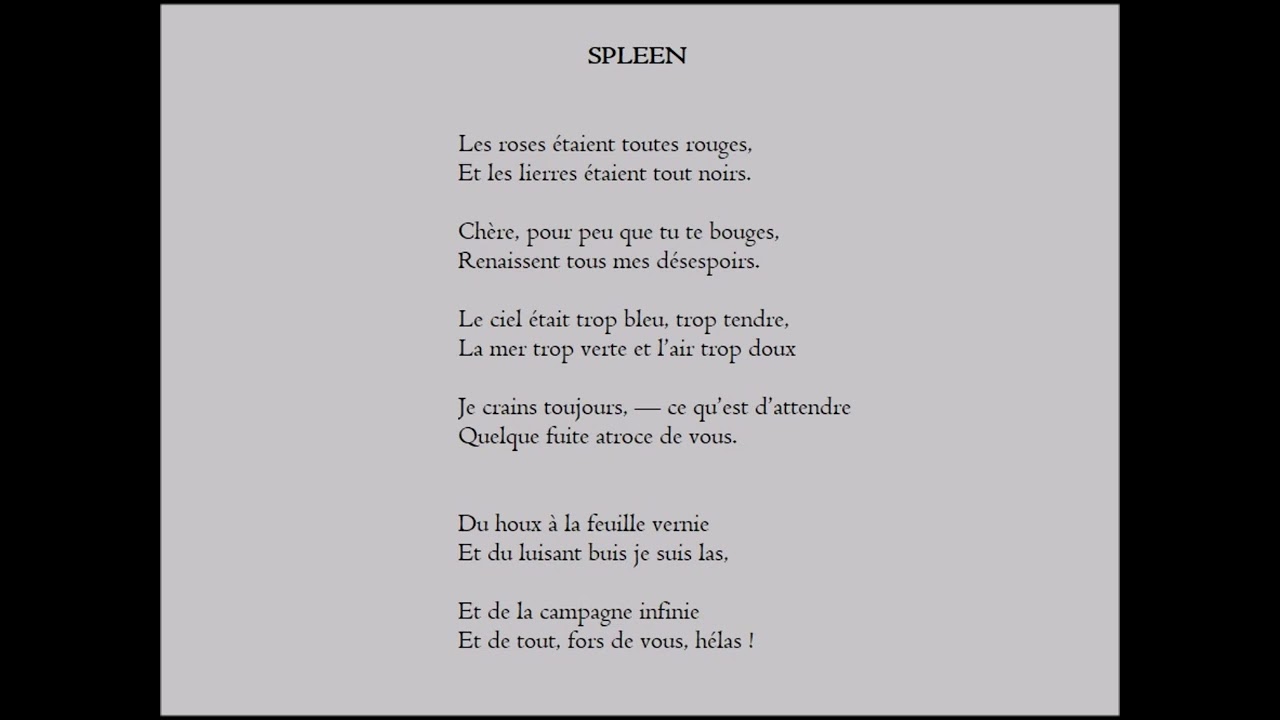 Spleen, Paul Verlaine - YouTube