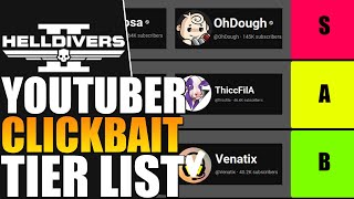 Helldivers 2 Youtuber Clickbait Tier List