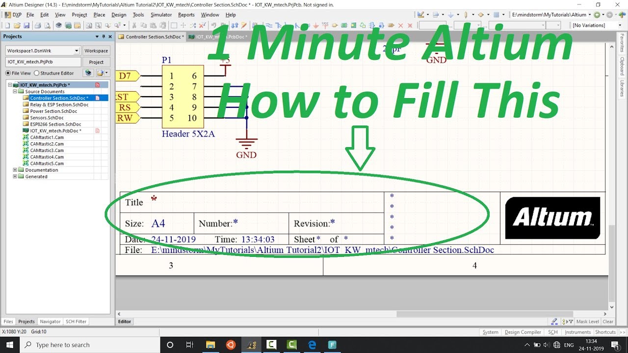 1 Minute Altium Tutorial_2 | How to fill Schematic Sheet Info in Altium