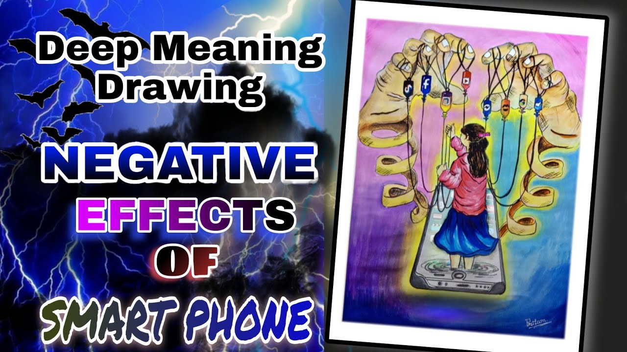 How to draw poster on Mobile addiction | Cartoon drawing | Illustration on mobile  addiction - YouTube