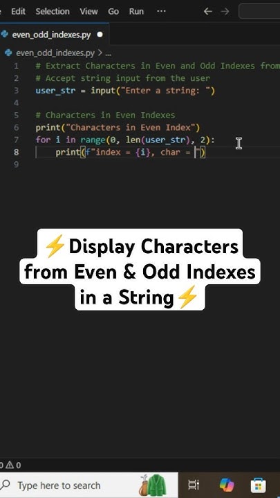 extract even & odd index chars from a string #python # ...