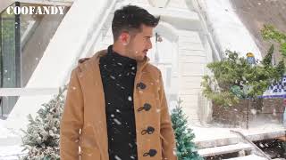COOFANDY Men’s Woollen Duffle Coat Vintage Toggle Winter Hoodie Overcoat Jacket(7536)