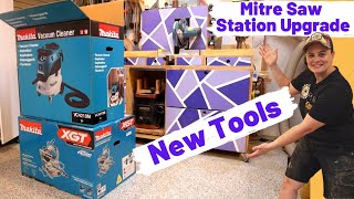Mitre Saw Station Upgrades with Makita 40V Saw and Vacuum | Auto Dust Collection