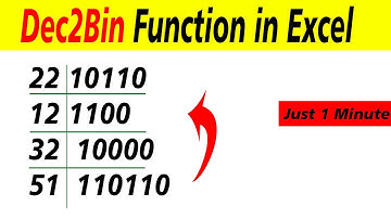 Dec2Bin Function in excel || Excel formula || Dec2Bin Formula in excel || Convert decimal to binary