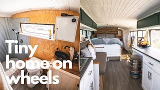 Off Grid Self-Converted School Bus - Full Tour Of Our Tiny Home