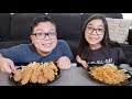 CHICKEN TENDERS + GARLIC NOODLES | EAT WITH US (MUKBANG)