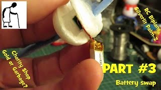 Charity Shop Gold or Garbage? RC Biplane Silverlit Palm-Z PART #3 Battery swap