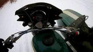 Зимняя прогазовка по полям на Урале ИМЗ 8.103.10/winter riding on a motorcycle Ural