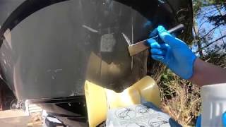 BOAT GEL COAT REPAIR WITH PATCH PASTE KIT ON YAMAHA 212ss