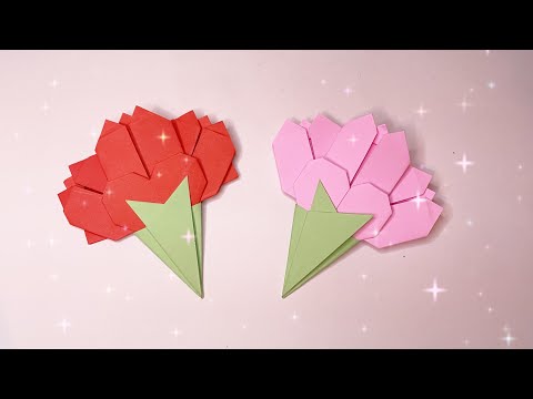 摺紙康乃馨 / 製作一朵康乃馨送給媽咪 / Origami Carnation ( flower )