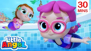 Jill's Magical Mermaid Swim! | Songs for Kids! | Little Angel | Moonbug Kids  Girl Power!