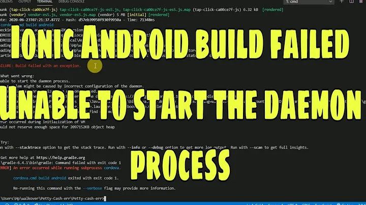 Ionic Cordova build Android  failed, unable to start the daemon process  issue fixed