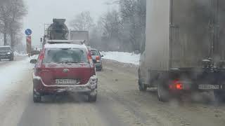 Дорога в Голицыно после снегопада, февраль 2021