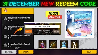 31 December New Redeem Code🔥 | Free Fire Redeem Code Today | New Year Special Giveaway Redeem Code