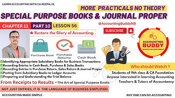 Special Purpose Books & Journal Proper: MORE Practical no Theory: Lesson-56 Chapter-11 Part-10
