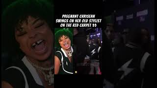 PREGNANT #CHRISEANROCK SWINGS ON HER OLD STYLIST ON THE RED CARPET ‼️👀