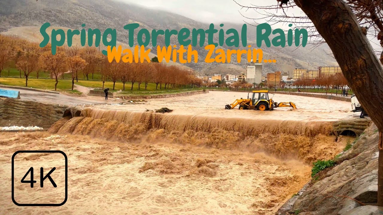 [4K] Rainy Day in KhorramAbad-Lorestan,From drizzle to torrential ...