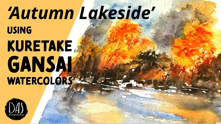 Watercolor Lakeside Landscape with Kuretake Gansai...