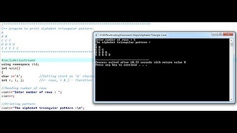 C++ program to print alphabet triangular pattern (same alphabet each row)