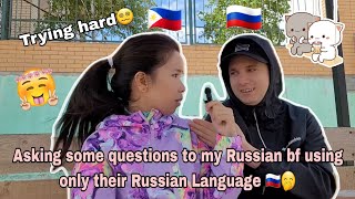 Аsking some questions to my Russian bf using only their Russian language 🇷🇺🥰 |Russian and Filipina❤️