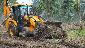 JCB Backhoe Clearing Ground To Planet Tree - JCB Working on Forest - JCB Backhoe Video 2