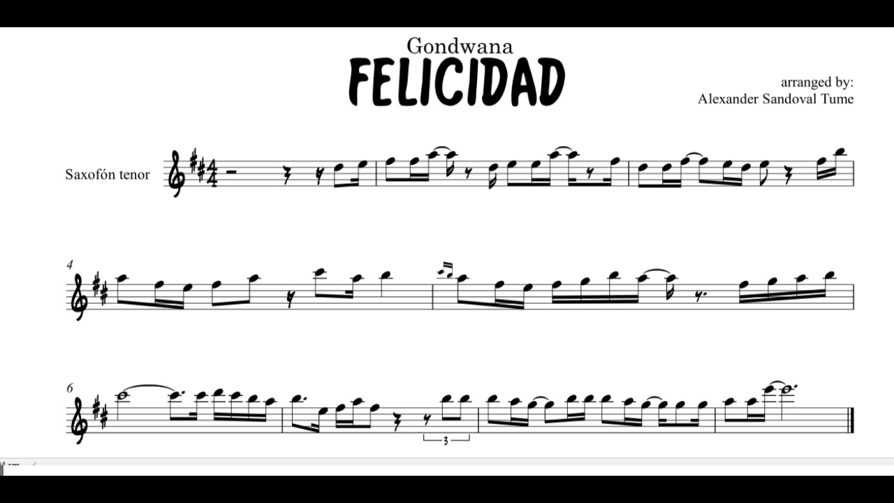 FELICIDAD PARTITURA DE SAXOFÓN-TRANSCRIPCIÓN - YouTube