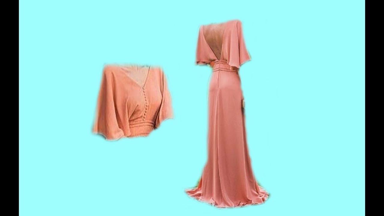 vestido longo com manga godê