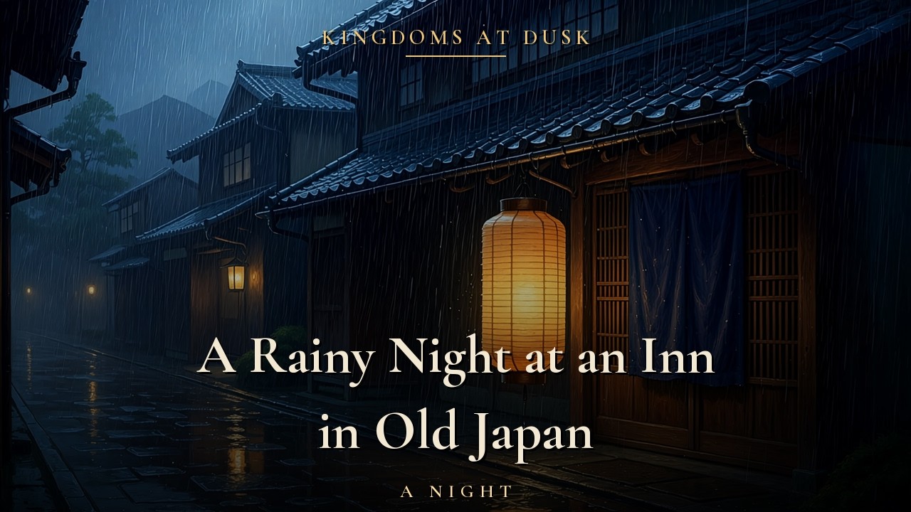 You find shelter at a lantern lit inn in old Japan as warm rain falls all night